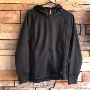 Spyder black hooded activewear sweatshirt jacket Women XL NWT